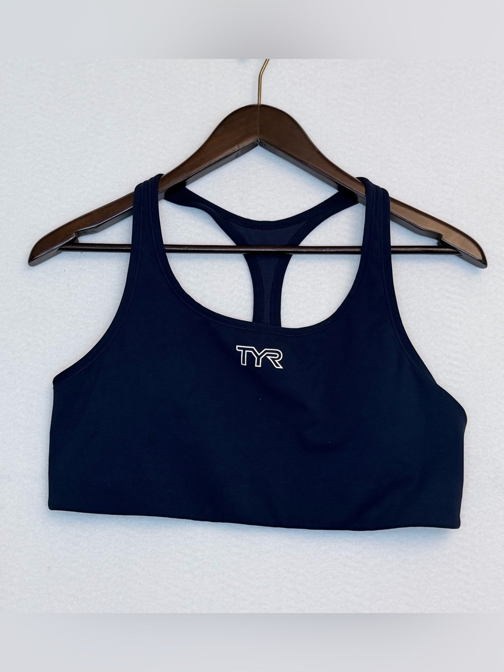 TYR Women’s Navy Racerback Sports Bra Performance Athletic Workout Size XL
